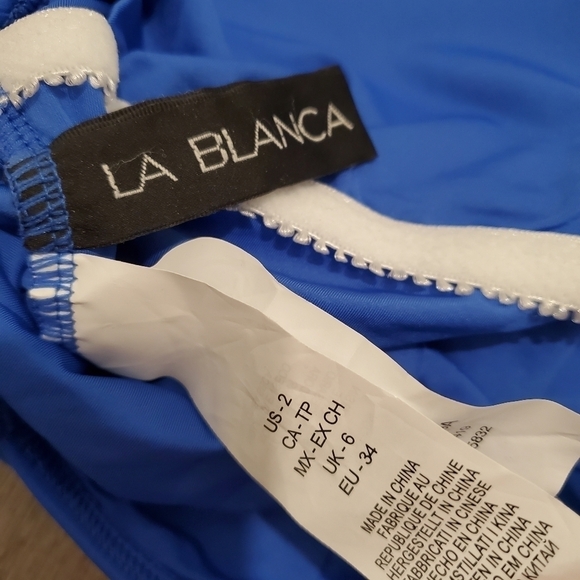 NEW La Blanca Island Goddess Blue Ruched One-Piece Swimsuit - Picture 4 of 6